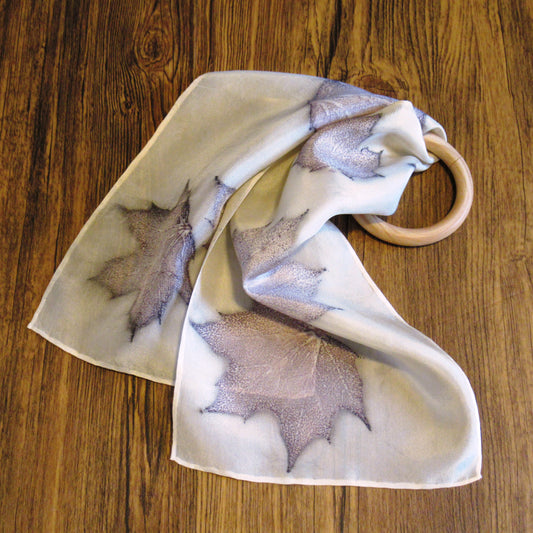 03 SCARVES (Silk) - ECO Print Silk Scarves (24” long & 54" long)- Hair Scarf - Purse Scarf - Silk Scarves Printed with Natural Dyes from Plant Material - Habotai Silk Scarf
