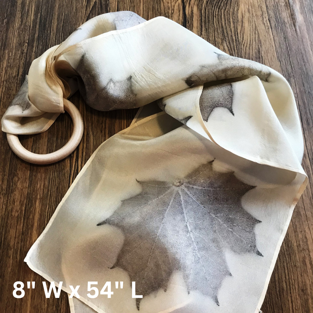 02 SCARVES (Silk) - ECO Print Silk Scarves (24” long & 54" long)- Hair Scarf - Purse Scarf - Silk Scarves Printed with Natural Dyes from Plant Material - Habotai Silk Scarf (Relax & Refresh)