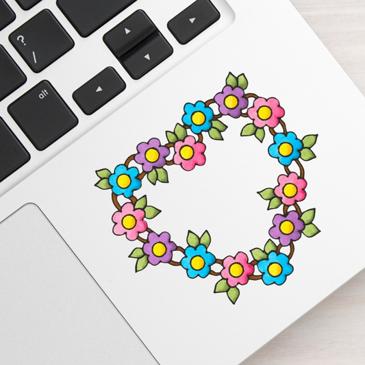 12 STICKERS - FLORAL HEART CLEAR Plastic Sticker - 3" x 3" Laptop Sticker - Glossy Finish Water Bottle Sticker - Locker Sticker