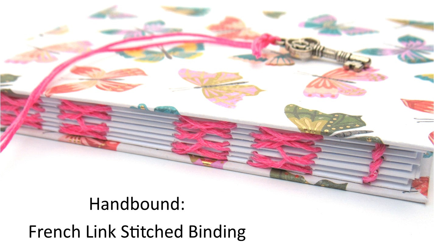 06 JOURNAL (French Link Stitched) - HANDMADE JOURNAL - Hard Cover Journal - HANDBOUND Blank Notebook - Gratitude Journal - Gardening Journal - Stationery - Literacy Project