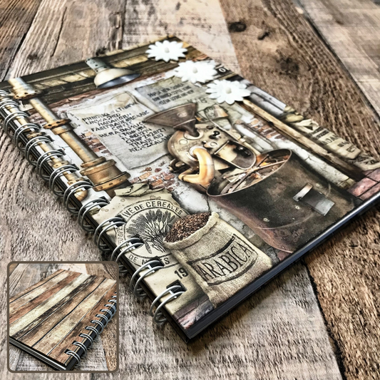 01 JOURNAL (Twin Loop Wire Bound) - HANDMADE JOURNAL - Hard Cover Journal - Dot Grid OR Lined Journal - Planner - Gratitude Journal - Gardening Journal - Stationery - Literacy Project