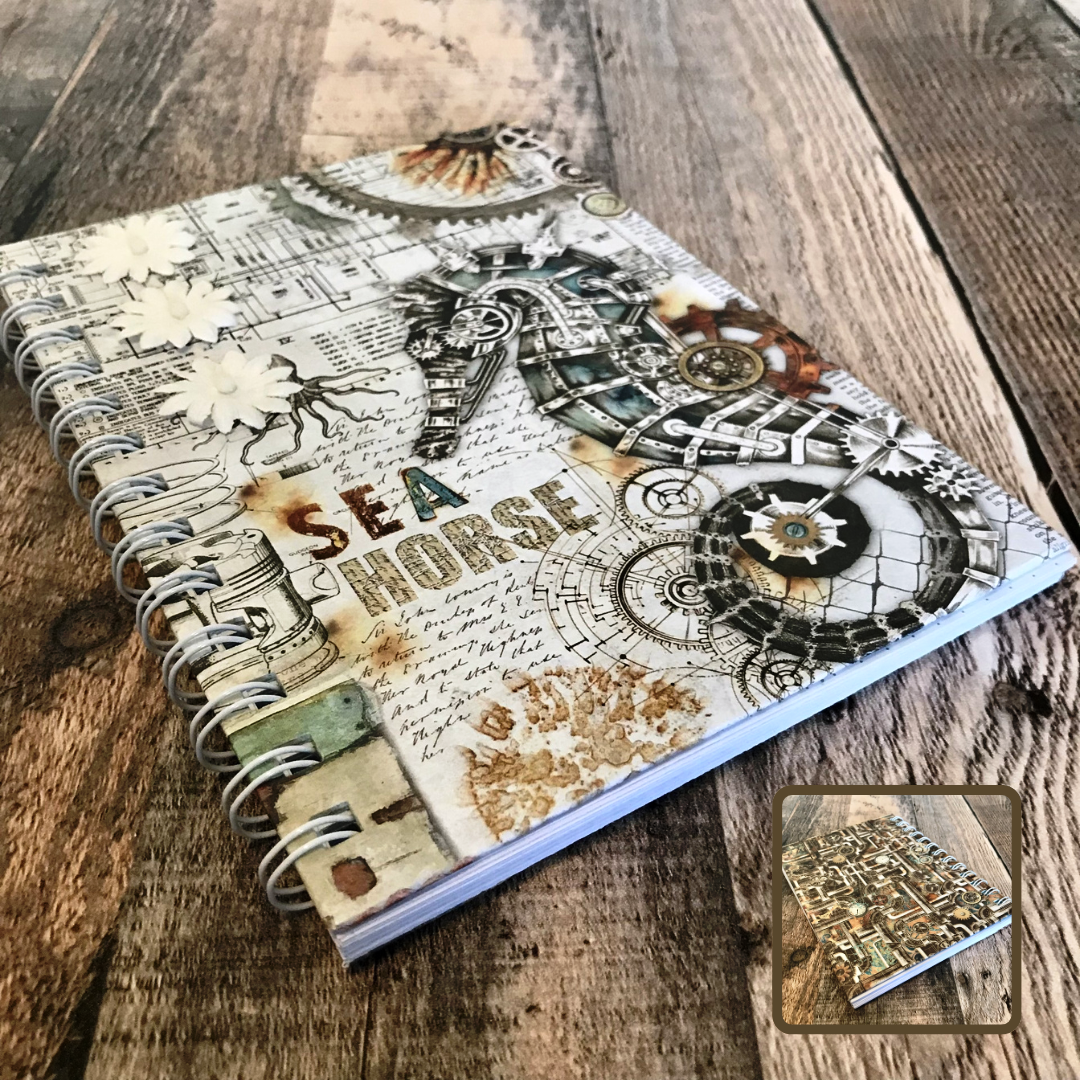 01 JOURNAL (Twin Loop Wire Bound) - HANDMADE JOURNAL - Hard Cover Journal - Dot Grid OR Lined Journal - Planner - Gratitude Journal - Gardening Journal - Stationery - Literacy Project
