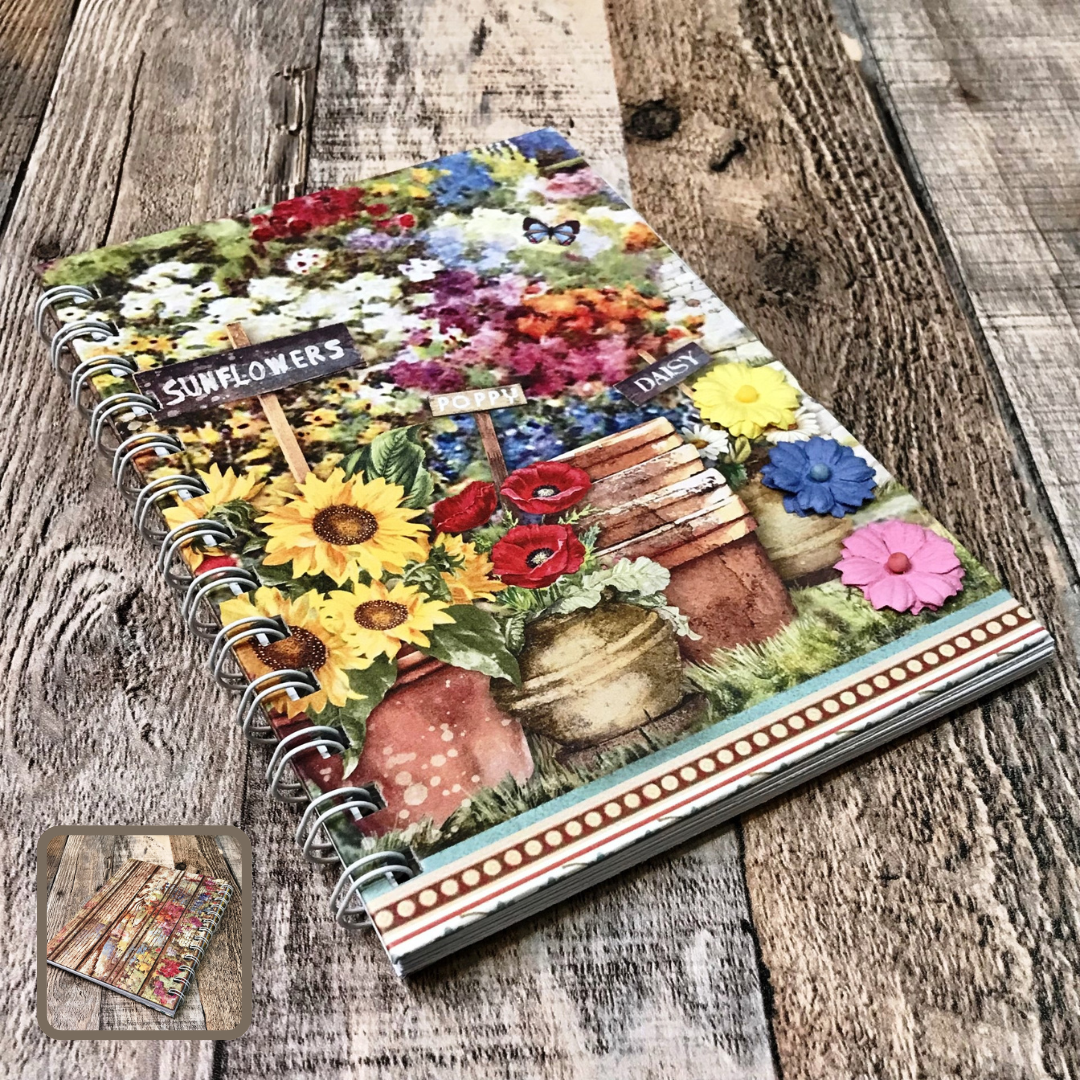01 JOURNAL (Twin Loop Wire Bound) - HANDMADE JOURNAL - Hard Cover Journal - Dot Grid OR Lined Journal - Planner - Gratitude Journal - Gardening Journal - Stationery - Literacy Project