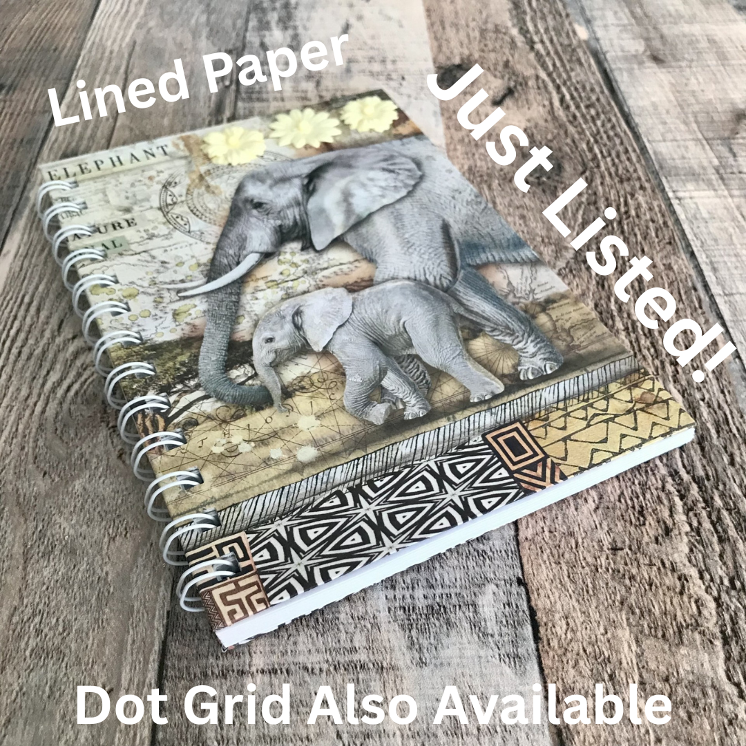 01 JOURNAL (Twin Loop Wire Bound) - HANDMADE JOURNAL - Hard Cover Journal - Dot Grid OR Lined Journal - Planner - Gratitude Journal - Gardening Journal - Stationery - Literacy Project