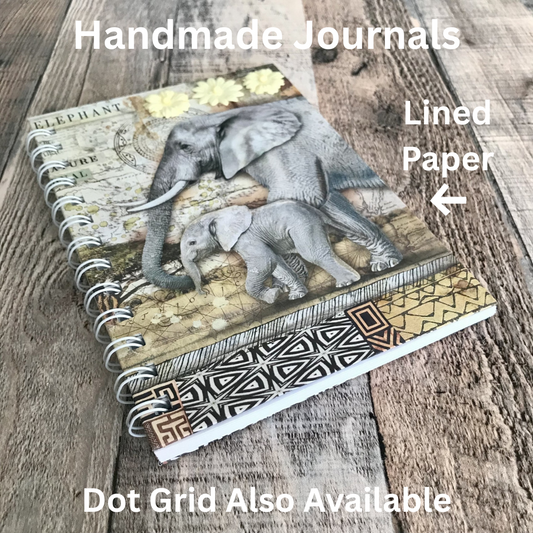 01 JOURNAL (Twin Loop Wire Bound) - HANDMADE JOURNAL - Hard Cover Journal - Dot Grid OR Lined Journal - Planner - Gratitude Journal - Gardening Journal - Stationery - Literacy Project