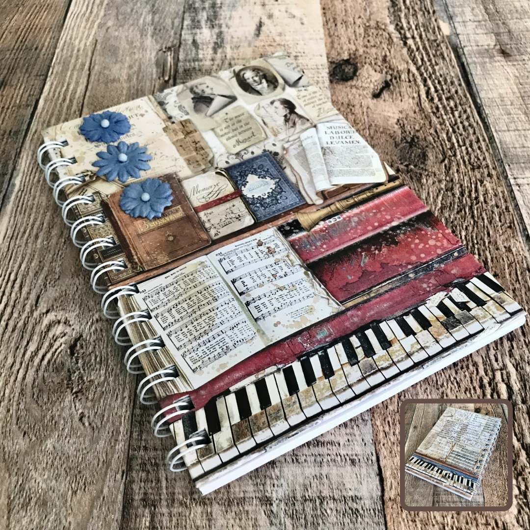 01 JOURNAL (Twin Loop Wire Bound) - HANDMADE JOURNAL - Hard Cover Journal - Dot Grid OR Lined Journal - Planner - Gratitude Journal - Gardening Journal - Stationery - Literacy Project