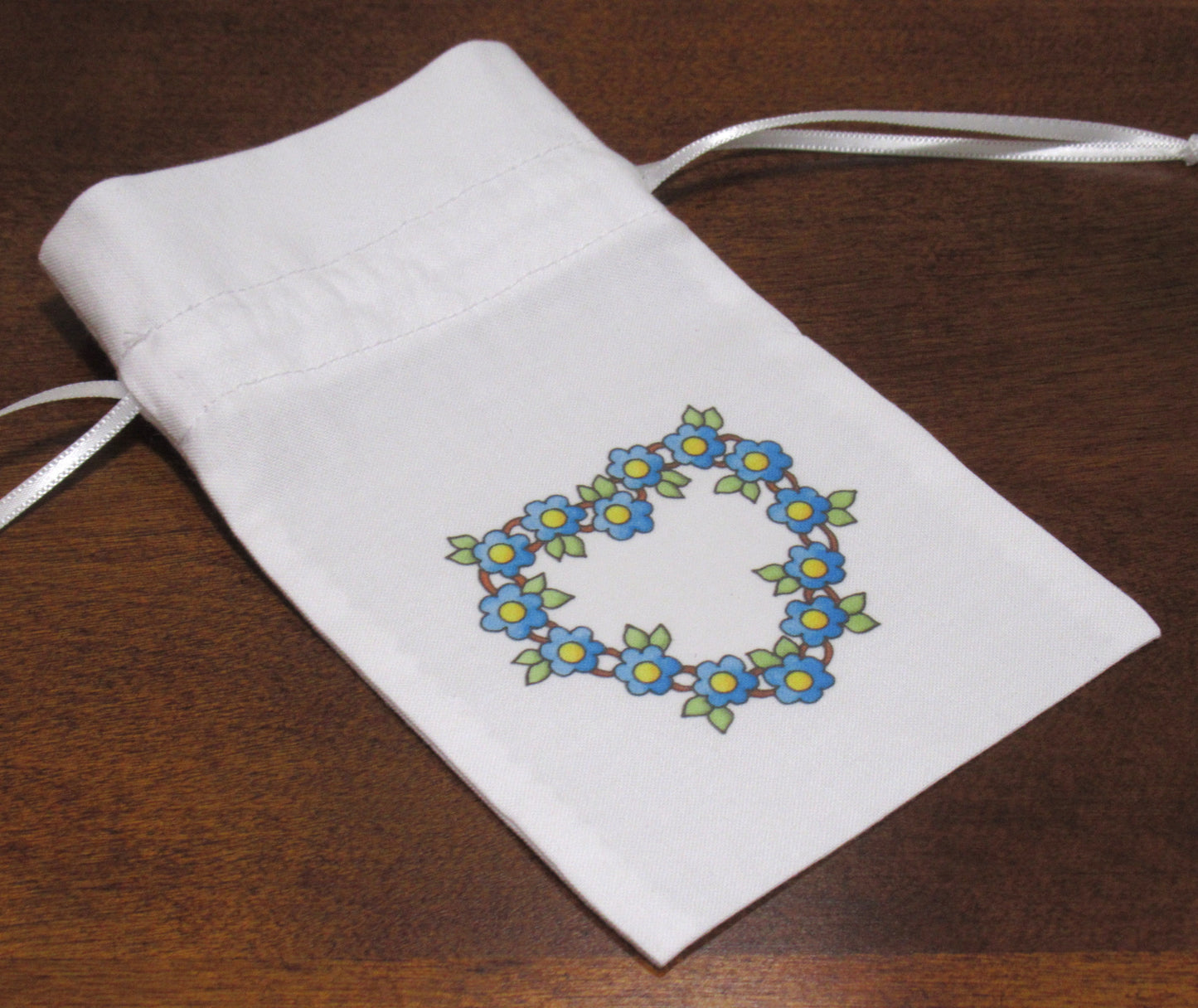 02 SACHET - Small Fabric Bag for Jewelry, Potpourri or Scented Soap - Floral Heart Sachet with Drawstring - Hostess or Bridesmaid Gift