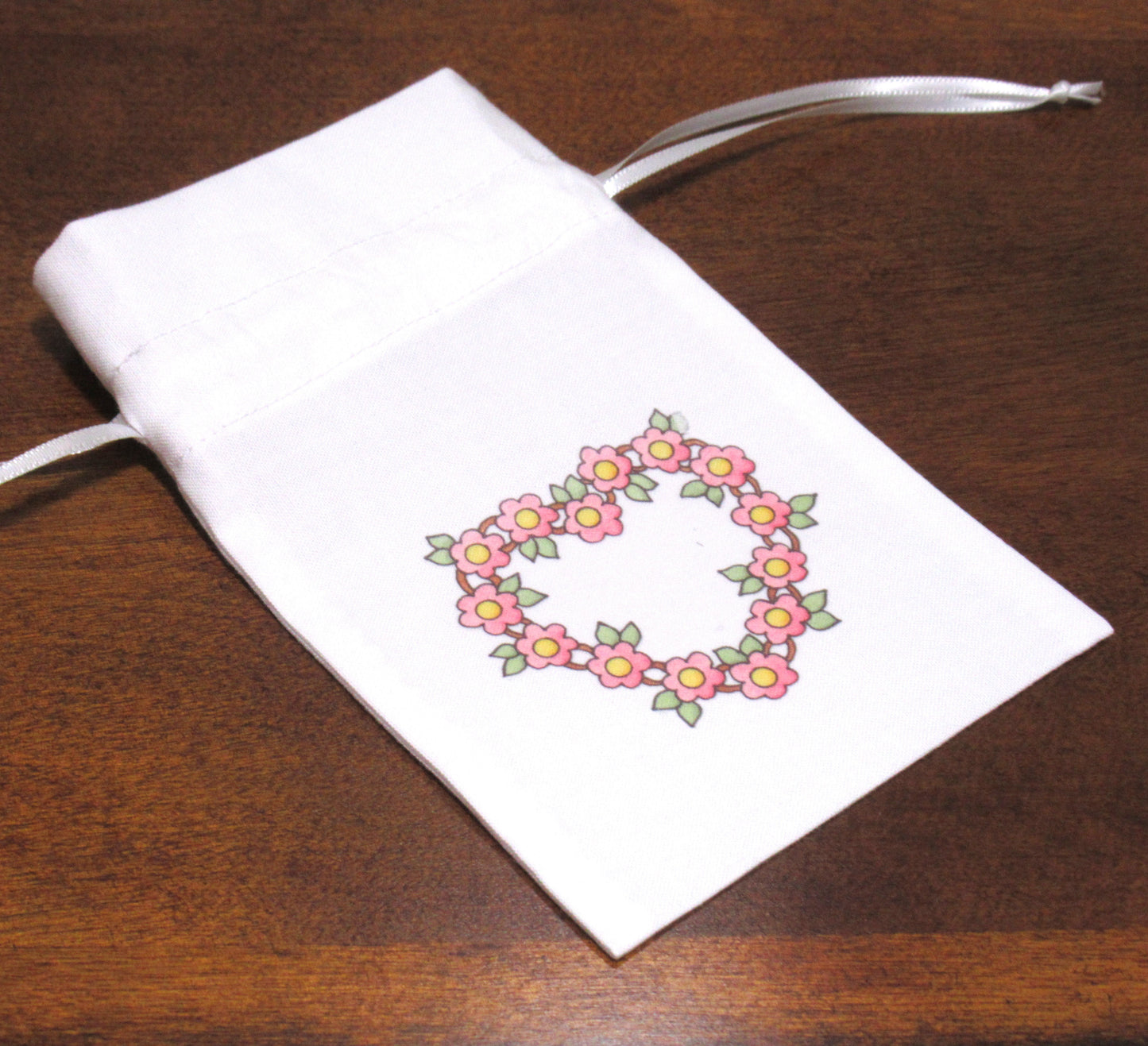 02 SACHET - Small Fabric Bag for Jewelry, Potpourri or Scented Soap - Floral Heart Sachet with Drawstring - Hostess or Bridesmaid Gift