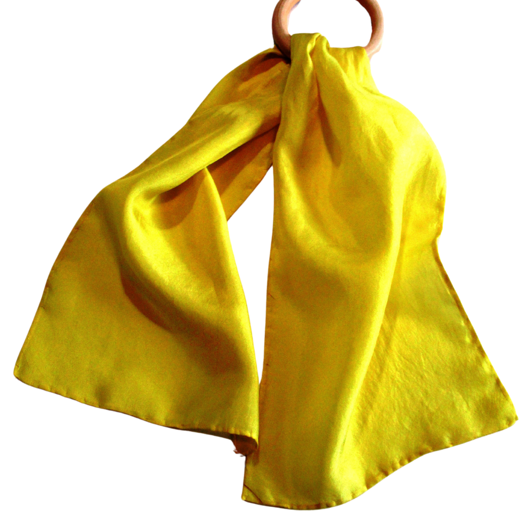 03 SCARVES (Silk) - Hand Dyed Silk Scarves (24” long)- Hair Scarf - Purse Scarf - Small Silk Scarves Dyed with Natural Dyes (Goldenrod, Acorns, Avocado) - Habotai Silk Scarf (Relax & Refresh)