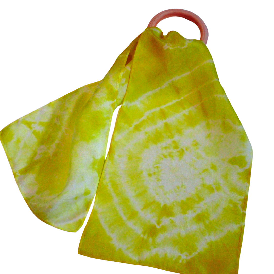 03 SCARVES (Silk) - Hand Dyed Silk Scarves (24” long)- Hair Scarf - Purse Scarf - Small Silk Scarves Dyed with Natural Dyes (Goldenrod, Acorns, Avocado) - Habotai Silk Scarf (Relax & Refresh)