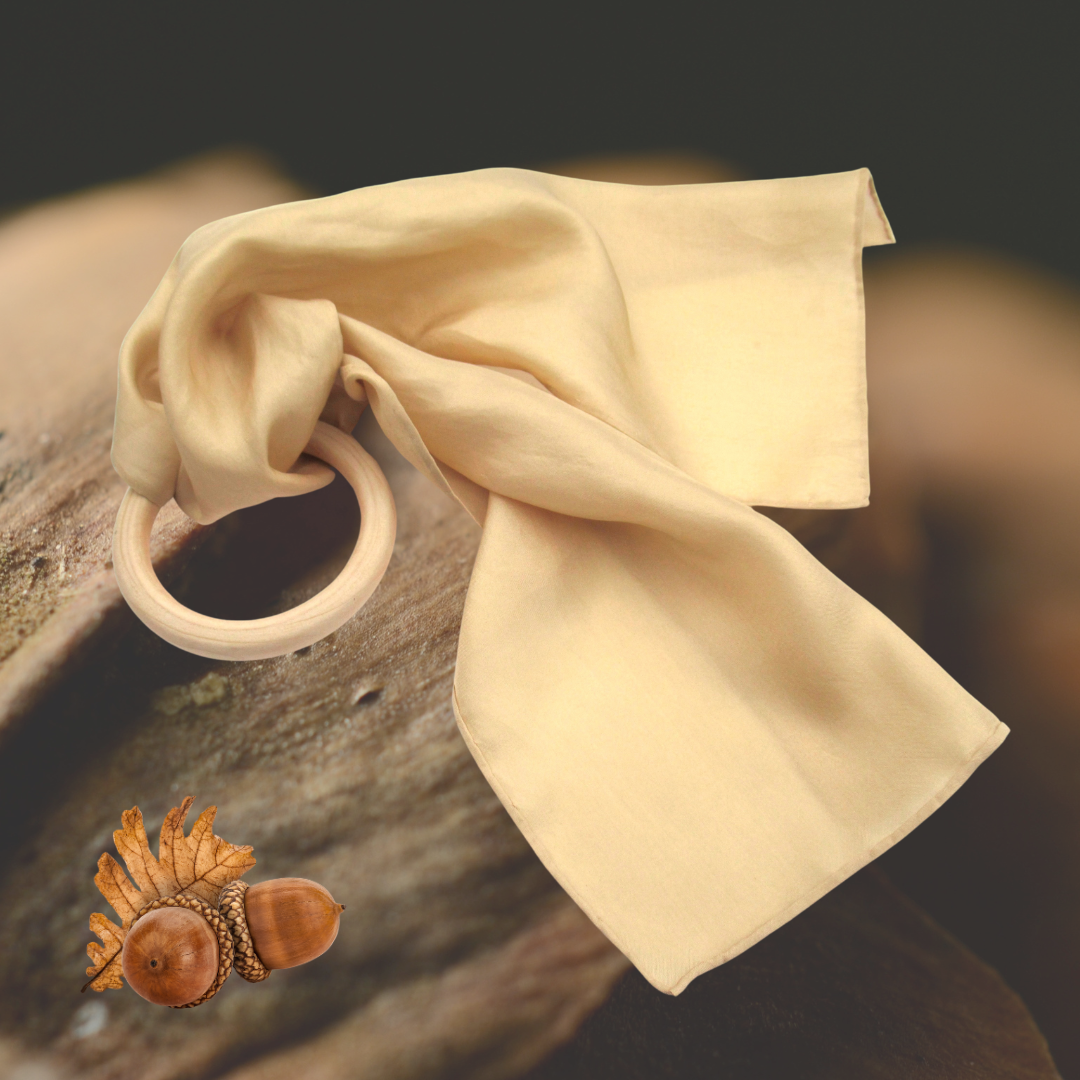 03 SCARVES (Silk) - Hand Dyed Silk Scarves (24” long)- Hair Scarf - Purse Scarf - Small Silk Scarves Dyed with Natural Dyes (Goldenrod, Acorns, Avocado) - Habotai Silk Scarf (Relax & Refresh)