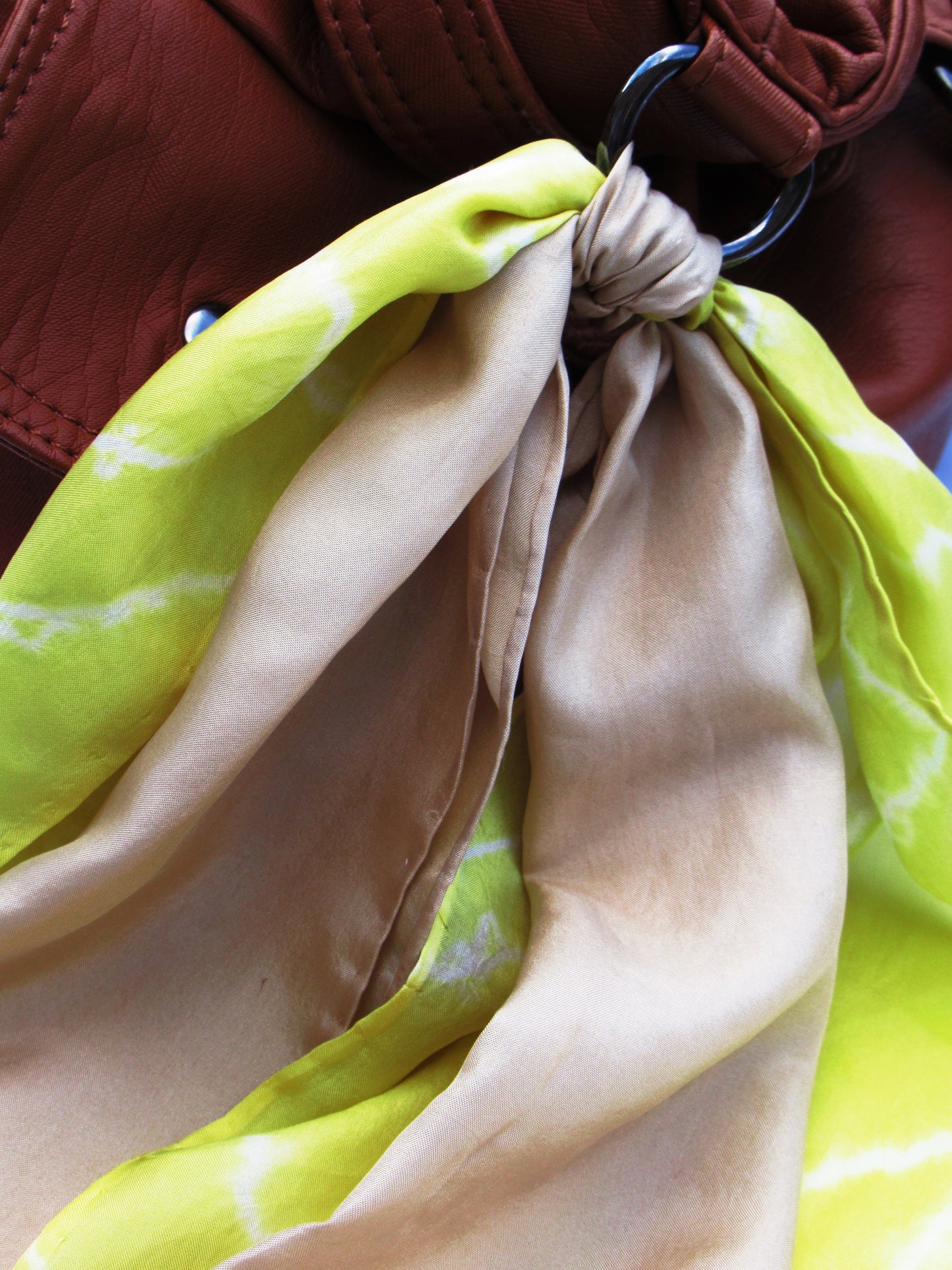 03 SCARVES (Silk) - Hand Dyed Silk Scarves (24” long)- Hair Scarf - Purse Scarf - Small Silk Scarves Dyed with Natural Dyes (Goldenrod, Acorns, Avocado) - Habotai Silk Scarf (Relax & Refresh)