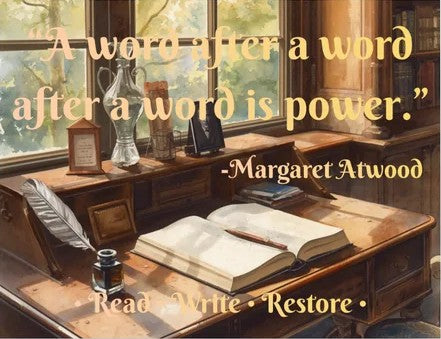12. POSTCARDS - Read • Write • Restore - Quotes about Reading & Writing (Voltaire & Margaret Atwood)- Promoting Literacy (Literacy Project) (Snail Mail)