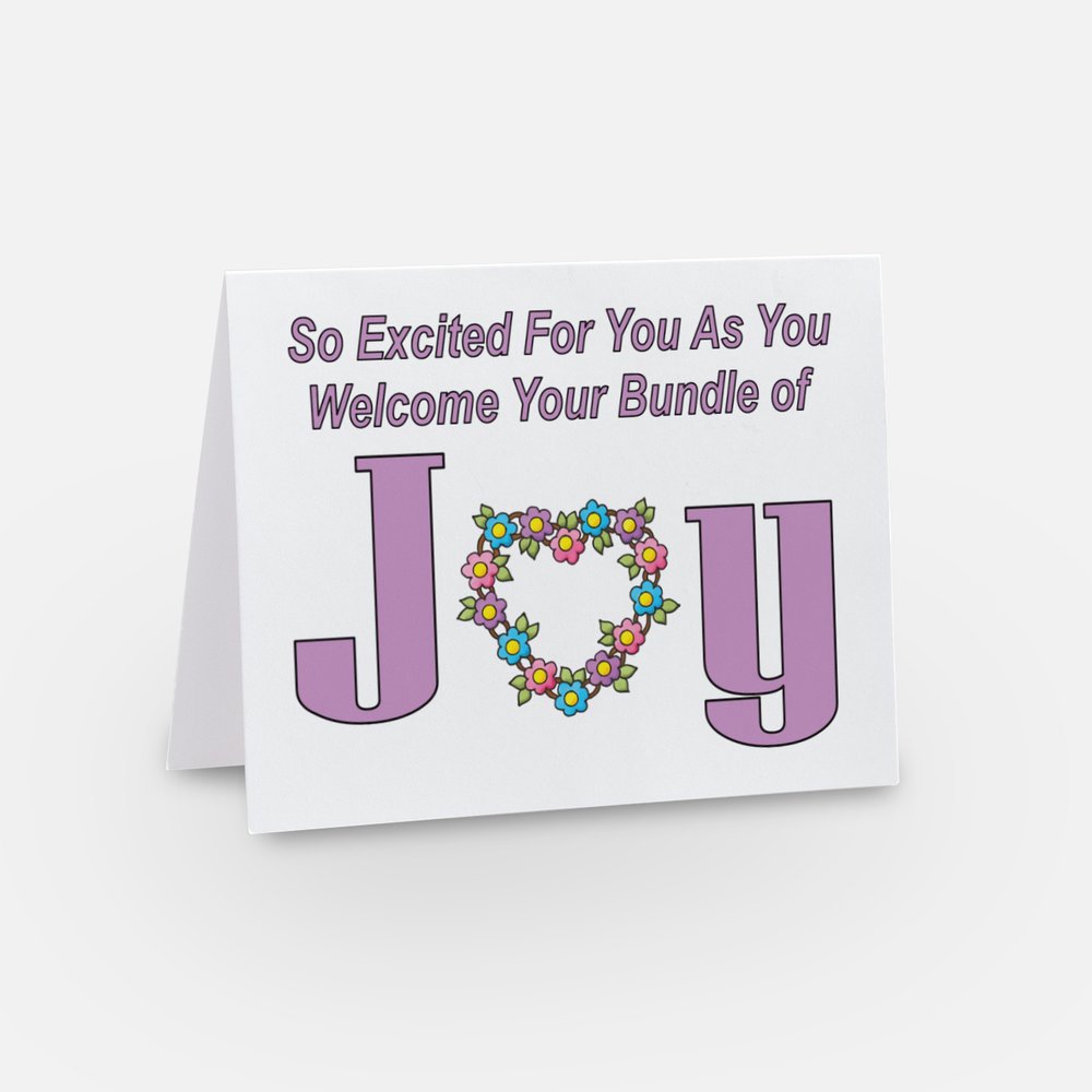 Cards - Baby - Bundle of Joy Baby Card for New Baby or Baby Shower - Baby Joy Floral Heart Card (Stationery & More) (Literacy Project) (Snail Mail)