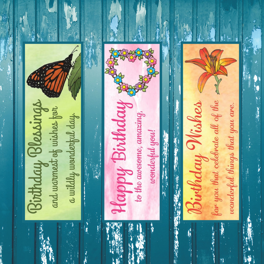 14 BOOKMARKS - Birthday Bookmarks + Optional Matching Birthday Cards - Book Lover Gift - Reader Gift - Reading Quote (Stationery & More) (Literacy Project)