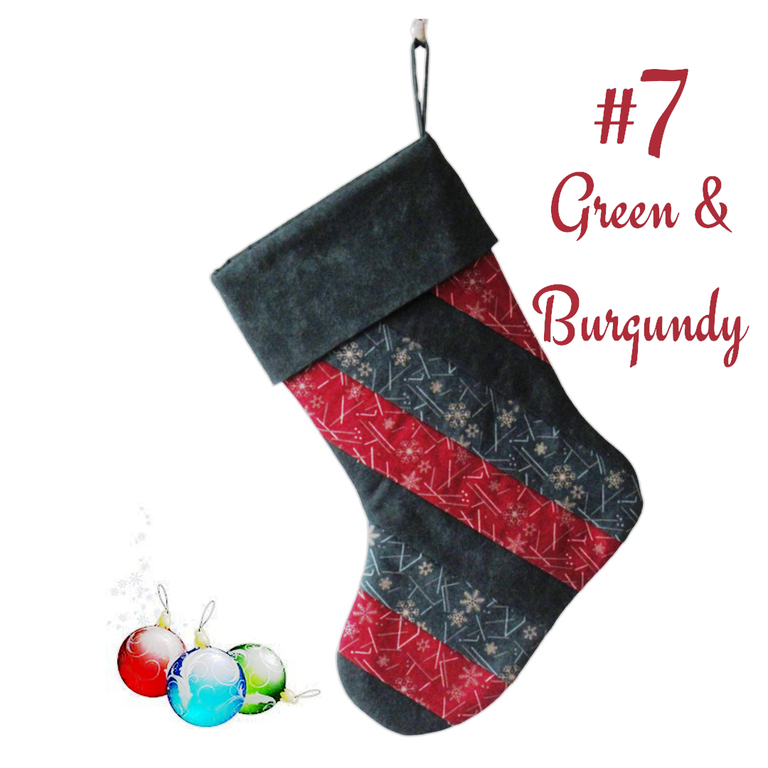 20 Christmas - Quilted Christmas Stockings -  Handmade Christmas Stockings - Country Christmas Stockings