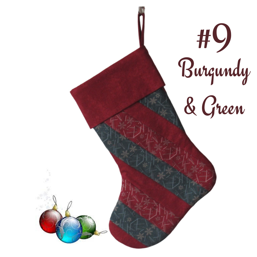 20 Christmas - Quilted Christmas Stockings -  Handmade Christmas Stockings - Country Christmas Stockings