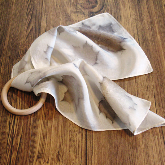 02 SCARVES (Silk) - ECO Print Silk Scarves (24” long & 54" long)- Hair Scarf - Purse Scarf - Silk Scarves Printed with Natural Dyes from Plant Material - Habotai Silk Scarf (Relax & Refresh)