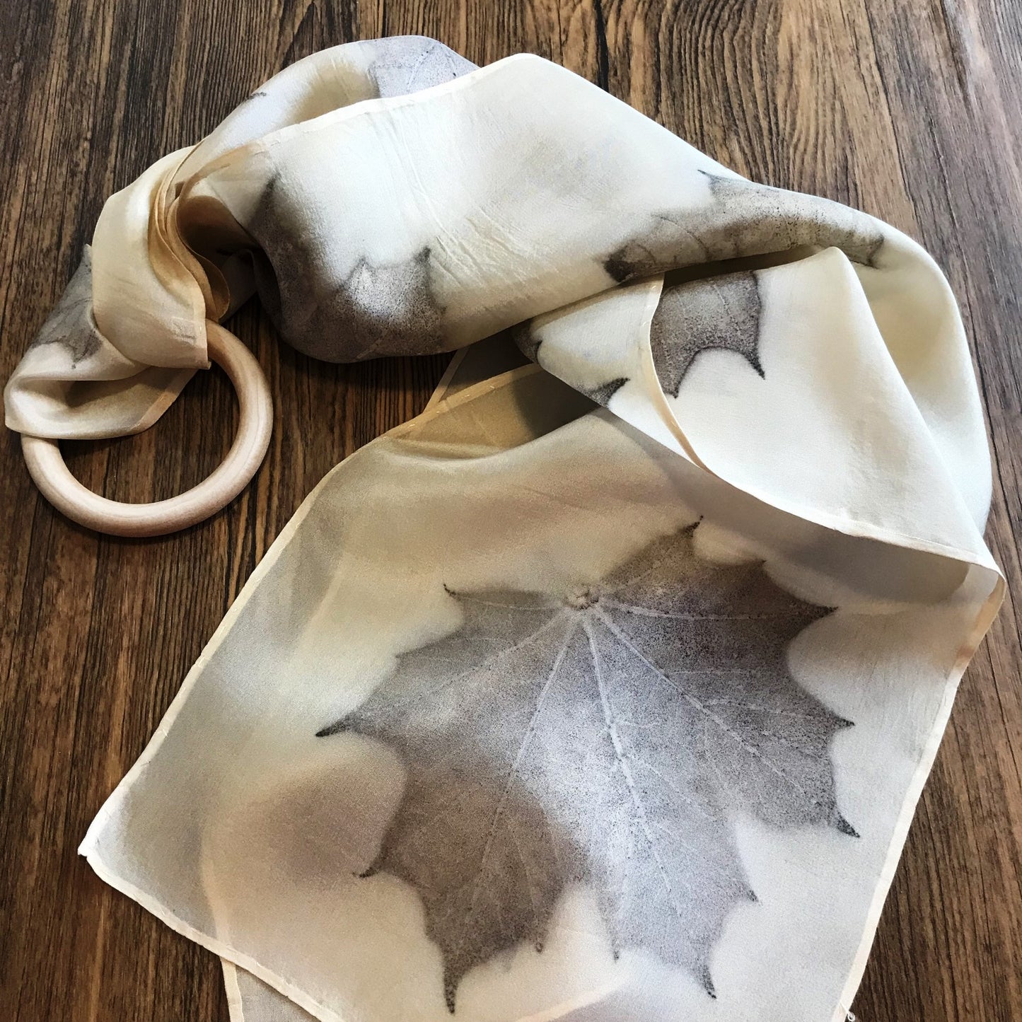 02 SCARVES (Silk) - ECO Print Silk Scarves (24” long & 54" long)- Hair Scarf - Purse Scarf - Silk Scarves Printed with Natural Dyes from Plant Material - Habotai Silk Scarf (Relax & Refresh)