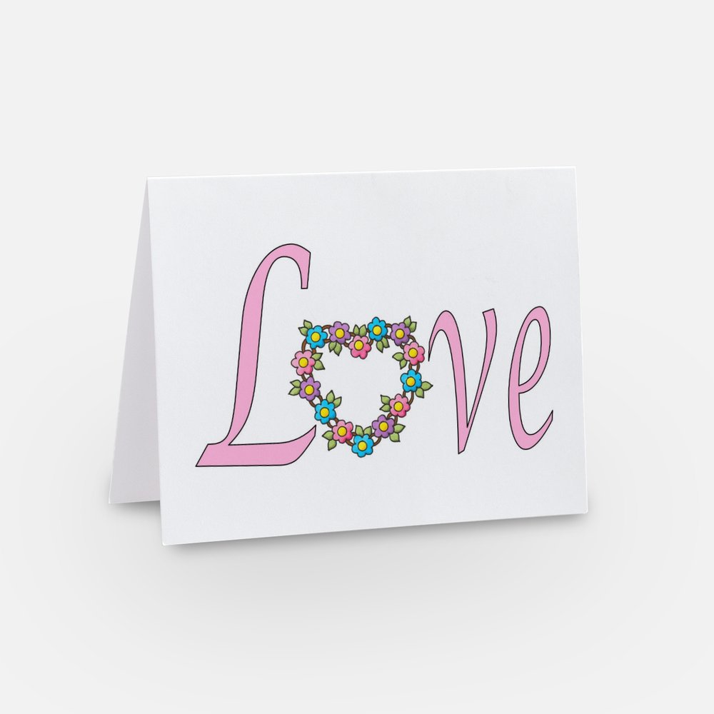 Cards - Love Card Bundle - Floral Heart Cards - Wedding, Valentine's Day, Birthday Cards - Set of 4 Cards (Stationery & More) (Literacy Project) (Snail Mail)