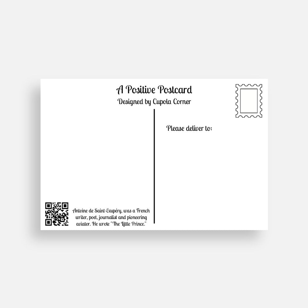 Postcards - FLORAL HEART POSTCARDS - Inspirational Postcards - Set of 5 Positive Postcards - Antoine de Saint-Exupéry (Stationery & More) (Snail Mail)