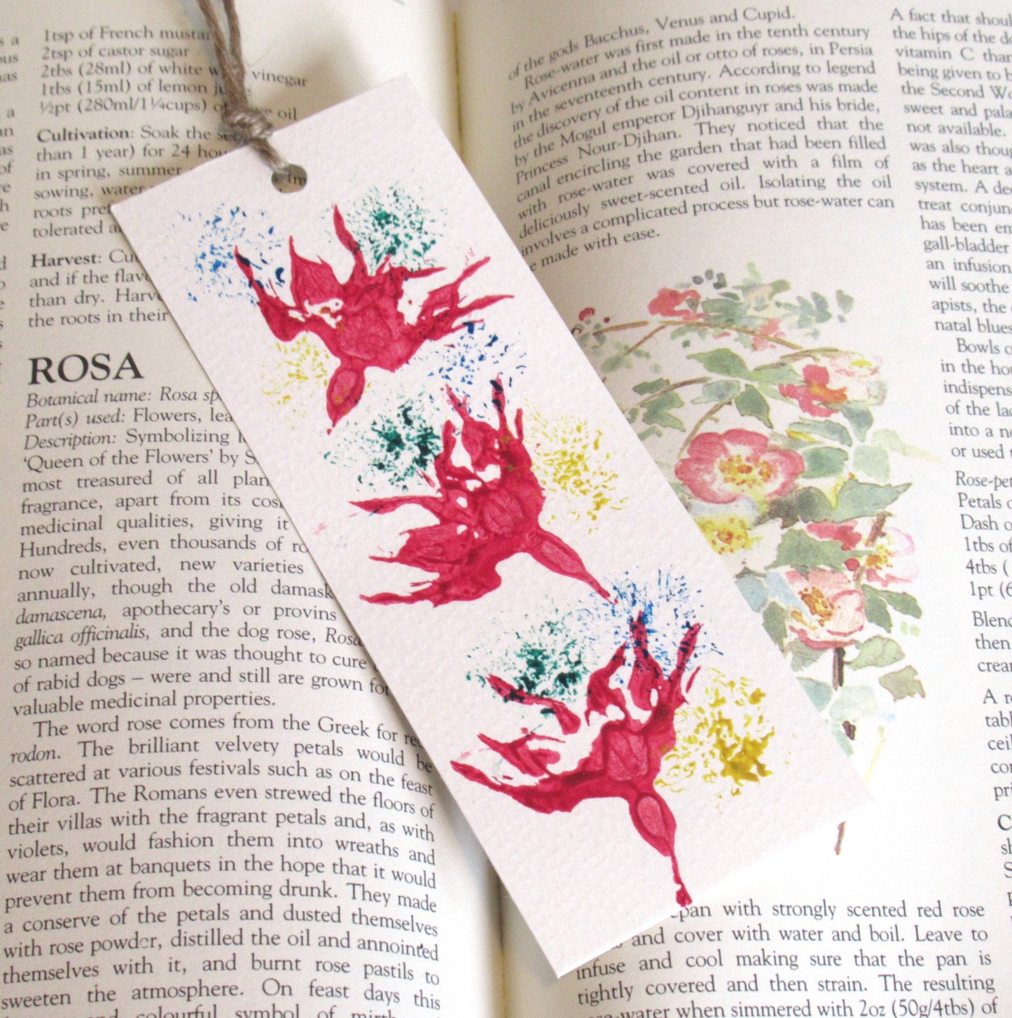 Bookmarks - Original Watercolour Floral Bookmark - Rose 1 (Stationery & More) (Literacy Project)