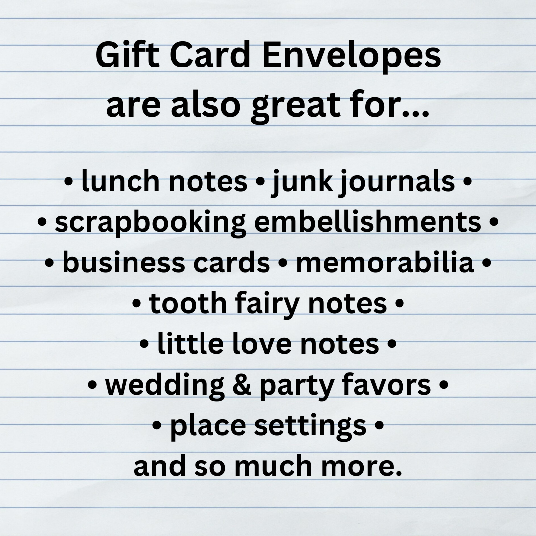 Gift Card Envelopes - Mini Envelopes for Junk Journal, Business Cards, Tooth Fairy, Lunch Notes (Stationery & More) (Literacy Project) 102