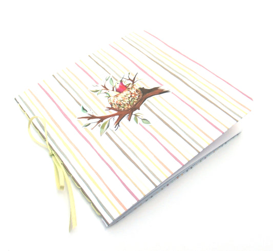 Journal - Handmade JOURNAL - Soft Cover Journal - Handbound Blank Notebook - Gratitude Journal - Striped Motif Journal - Stationery - Literacy Project - 103