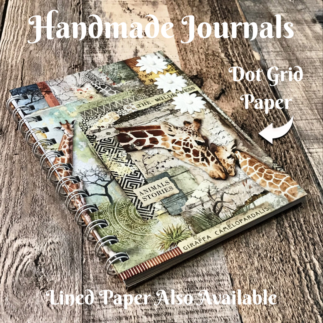 01 JOURNAL (Twin Loop Wire Bound) - HANDMADE JOURNAL - Hard Cover Journal - Dot Grid OR Lined Journal - Planner - Gratitude Journal - Gardening Journal - Stationery - Literacy Project