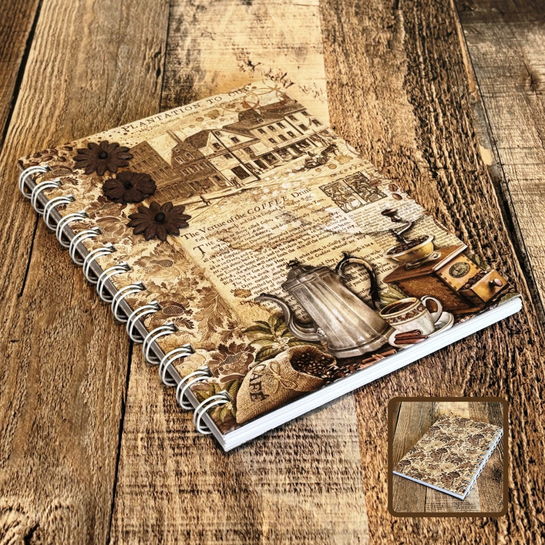 01 JOURNAL (Twin Loop Wire Bound) - HANDMADE JOURNAL - Hard Cover Journal - Dot Grid OR Lined Journal - Planner - Gratitude Journal - Gardening Journal - Stationery - Literacy Project