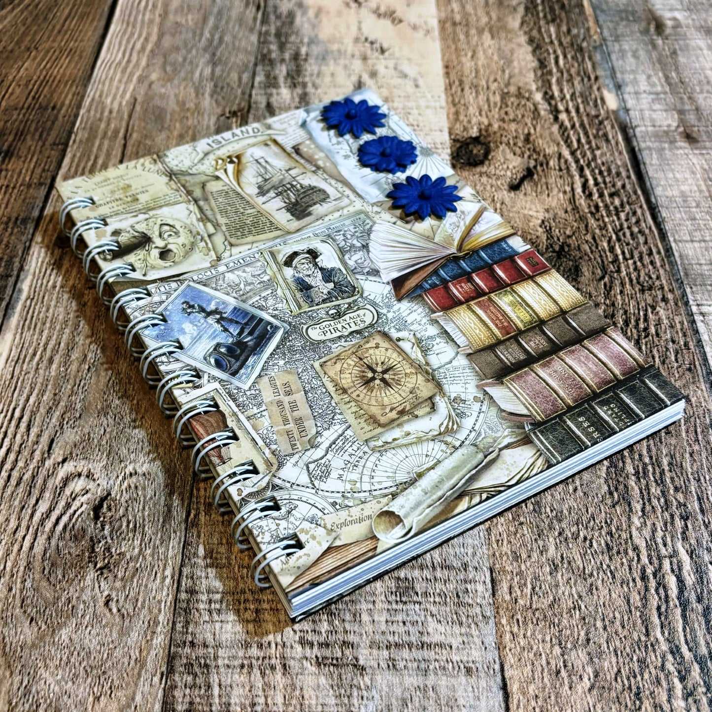 01 JOURNAL (Twin Loop Wire Bound) - HANDMADE JOURNAL - Hard Cover Journal - Dot Grid OR Lined Journal - Planner - Gratitude Journal - Gardening Journal - Stationery - Literacy Project