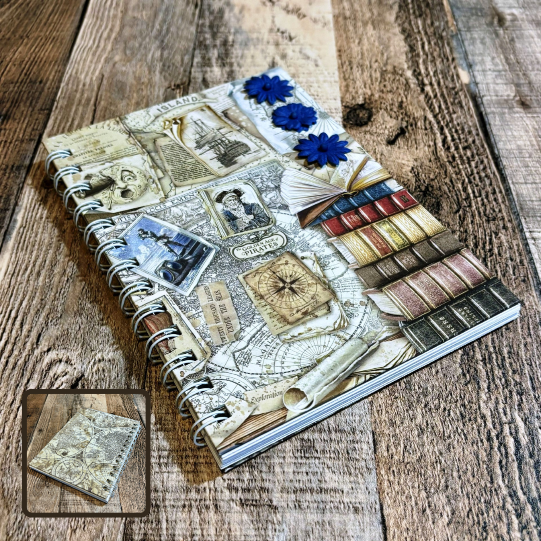 01 JOURNAL (Twin Loop Wire Bound) - HANDMADE JOURNAL - Hard Cover Journal - Dot Grid OR Lined Journal - Planner - Gratitude Journal - Gardening Journal - Stationery - Literacy Project