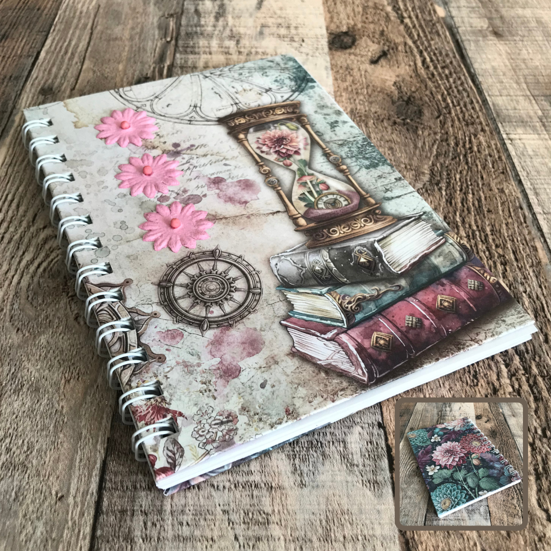 01 JOURNAL (Twin Loop Wire Bound) - HANDMADE JOURNAL - Hard Cover Journal - Dot Grid OR Lined Journal - Planner - Gratitude Journal - Gardening Journal - Stationery - Literacy Project