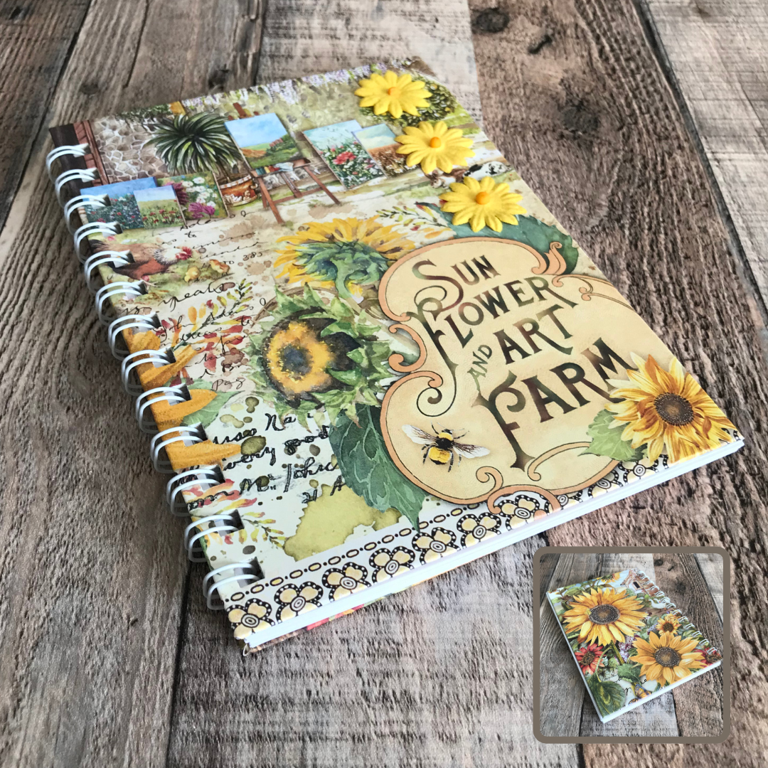 01 JOURNAL (Twin Loop Wire Bound) - HANDMADE JOURNAL - Hard Cover Journal - Dot Grid OR Lined Journal - Planner - Gratitude Journal - Gardening Journal - Stationery - Literacy Project