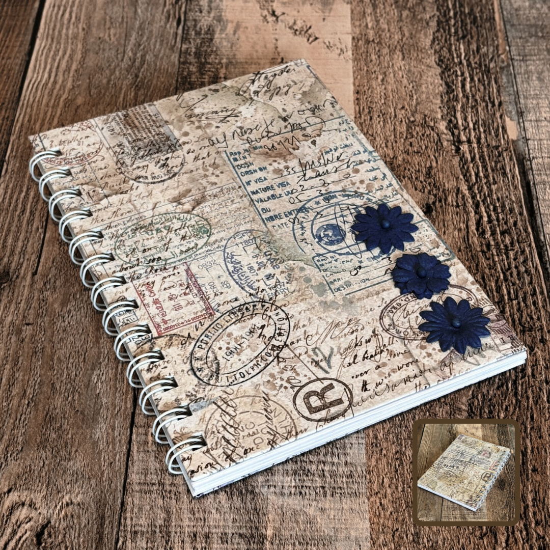 01 JOURNAL (Twin Loop Wire Bound) - HANDMADE JOURNAL - Hard Cover Journal - Dot Grid OR Lined Journal - Planner - Gratitude Journal - Gardening Journal - Stationery - Literacy Project