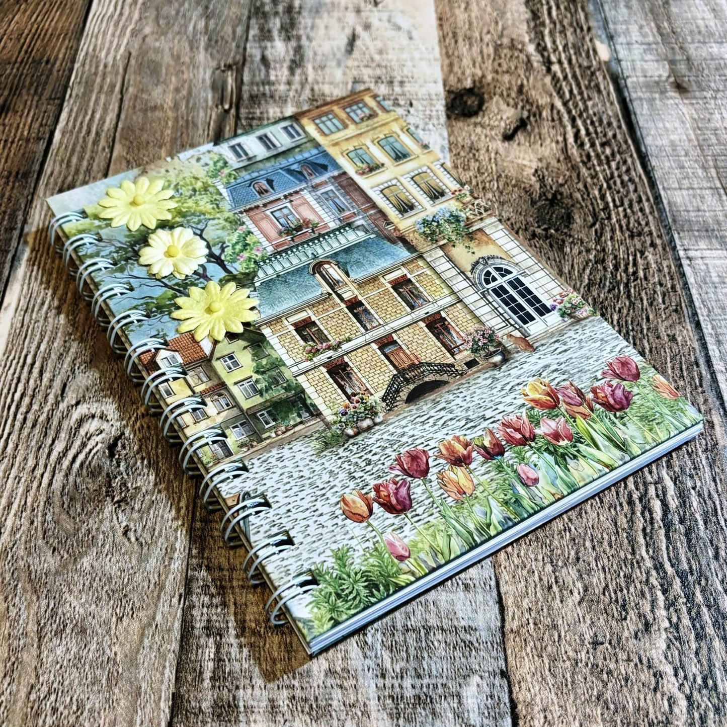 01 JOURNAL (Twin Loop Wire Bound) - HANDMADE JOURNAL - Hard Cover Journal - Dot Grid OR Lined Journal - Planner - Gratitude Journal - Gardening Journal - Stationery - Literacy Project