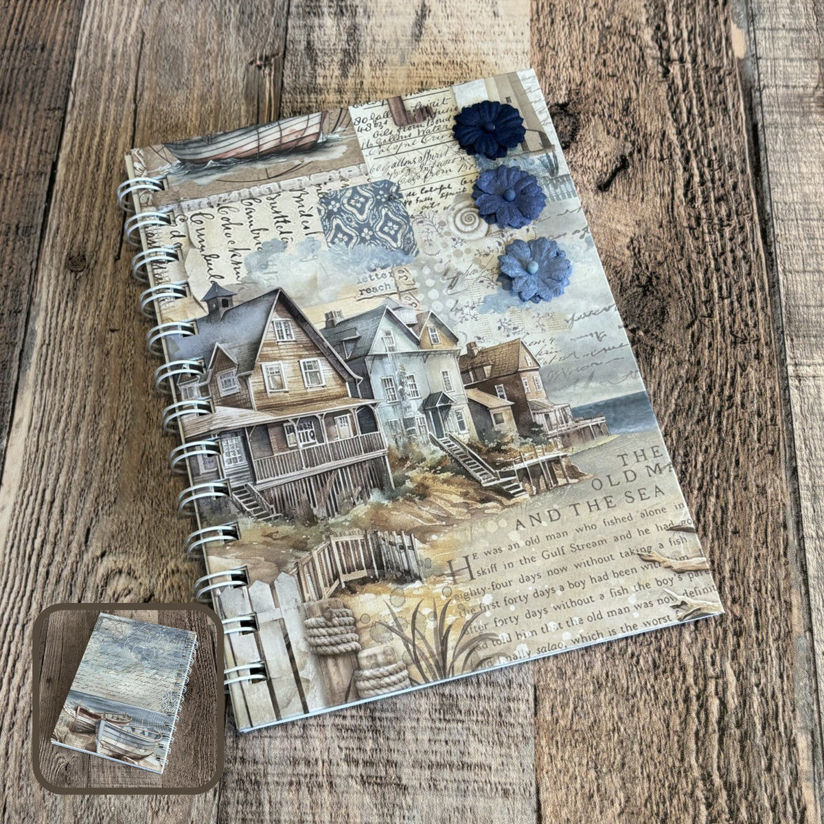 01. JOURNAL (Twin Loop Wire Bound) - HANDMADE JOURNAL - Hard Cover Journal - Dot Grid OR Lined Journal - Planner - Gratitude Journal - Gardening Journal - Stationery - Literacy Project