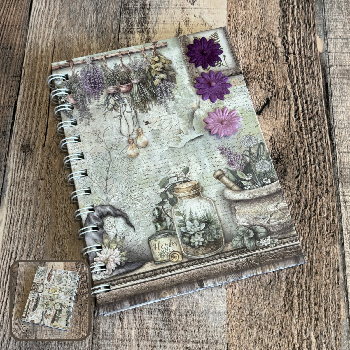 01. JOURNAL (Twin Loop Wire Bound) - HANDMADE JOURNAL - Hard Cover Journal - Dot Grid OR Lined Journal - Planner - Gratitude Journal - Gardening Journal - Stationery - Literacy Project