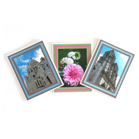Cards - Photo Note Cards - Paris Photo Note Cards #1 - Set of 3 - Notre Dame Cathedral Note Card, Tuileries Garden Note Card, Sacre Coeur Basilica Note Card (Stationery & More) (Snail Mail)