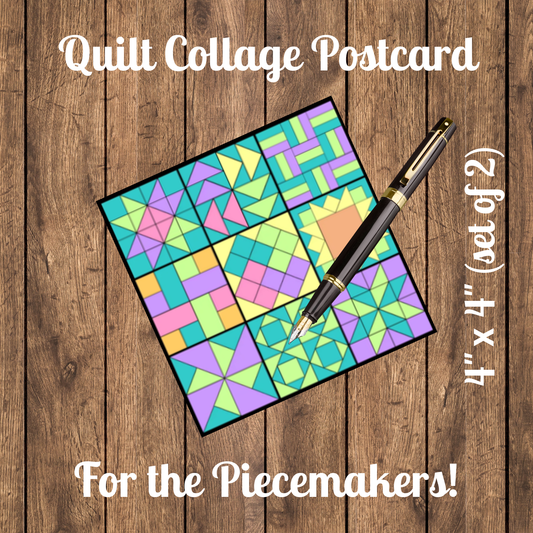 14. POSTCARDS - QUILT COLLAGE  - Blessed are the Piecemakers (Literacy Project)