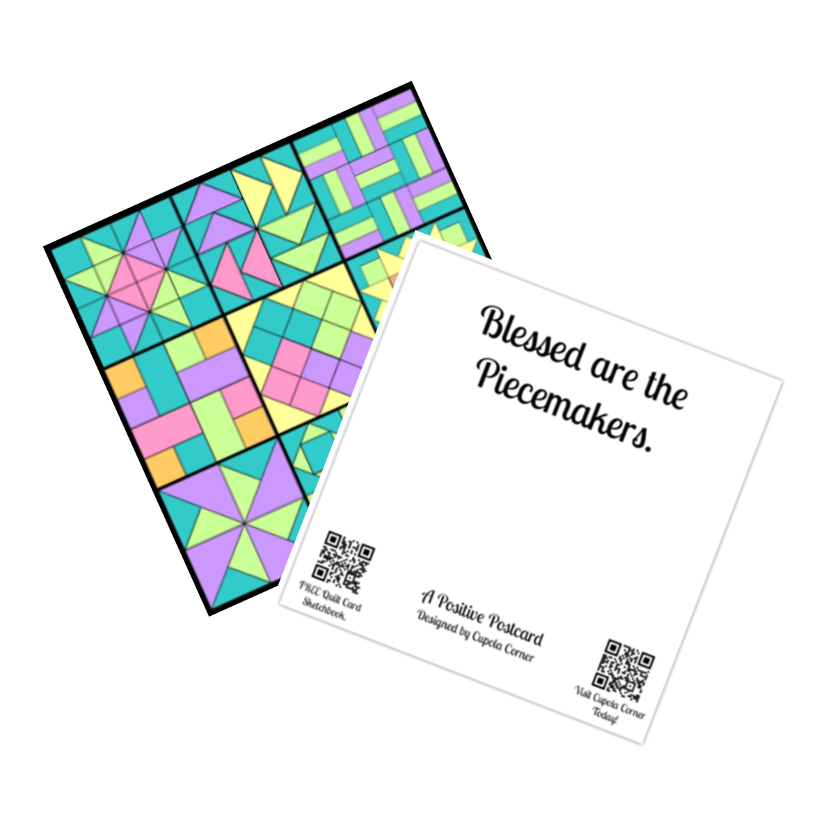 14. POSTCARDS - QUILT COLLAGE  - Blessed are the Piecemakers (Literacy Project)