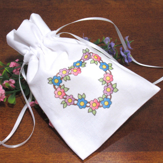 Sachet - Small Fabric Bag for Jewelry, Potpourri or Scented Soap - Floral Heart Sachet with Drawstring - Hostess or Bridesmaid Gift (Relax & Refresh)