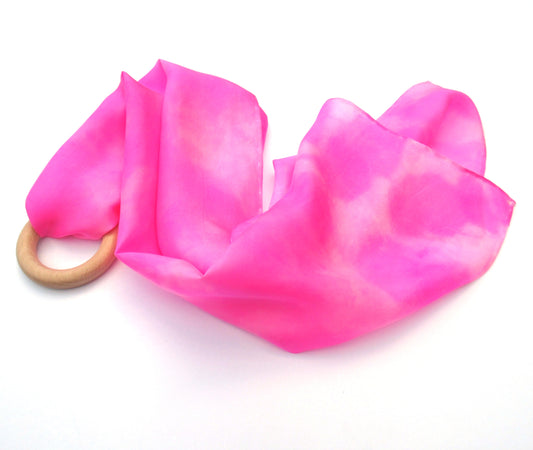 Scarf / Silk - Hand Dyed Silk Scarf - Pink Silk Scarf - Pink Marble Effect Silk Scarf - Habotai Silk Scarf (Relax & Refresh) 104