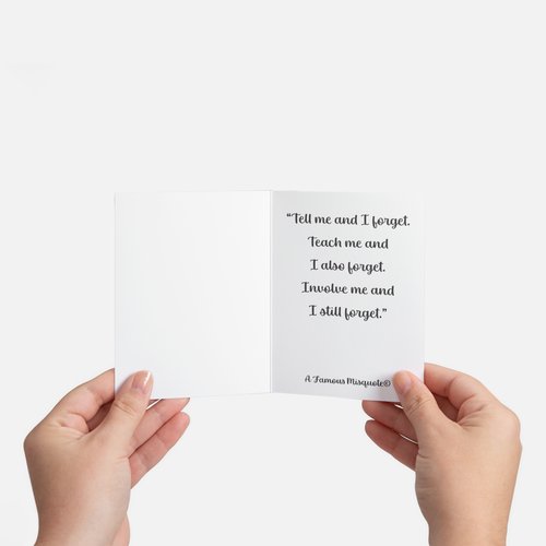 Cards - Humorous Cards about Forgetfulness - Famous Misquotes 1 Card Bundle - Friendship Cards - Set of 4 Cards (Stationery & More) (Literacy Project) (Snail Mail)