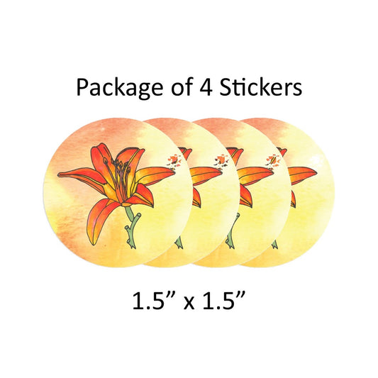 Stickers - Tiger Lily Stickers - Journal Stickers - Planner Stickers - Scrapbook Stickers - Set of four 1.5" x 1.5" Stickers (Stationery & More)