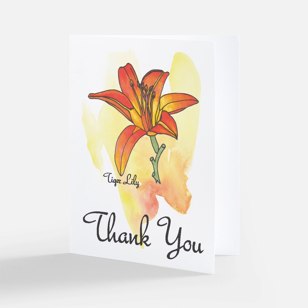 06 WILDFLOWER ART CARDS - Set of 4 - Multi Occasion - Unique Laser Printed Greeting Cards from Hand Drawn Originals (Snail Mail)